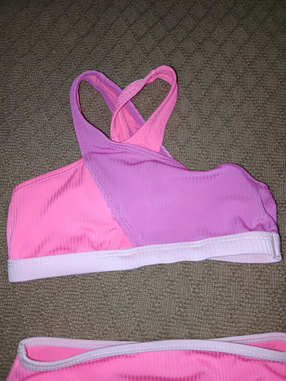Girl's Justice Pink And Purple Neon  Swimsuit